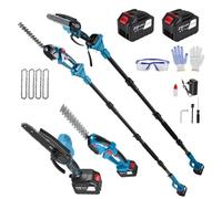 Taille Haie Télescopique sans Fil 4-en-1, Tronçonneuse Électrique 6 Pouces & Sécateur SK5, Élagueuse sur Perche avec 2×4000mAh Batteries, Perche Extensible 200cm pour Jardin et Arbres