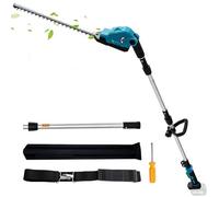 Taille-haie télescopique sans fil pour batterie Makita 18 V, largeur de coupe 48 cm, distance entre les dents 16 mm, hauteur jusqu'à 2,7 m, tête de coupe réglable à 150° (bleu sans batterie)