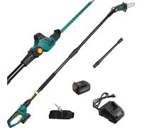 Taille-haie télescopique sans fil & scie à perche, batterie 20V, angles réglables