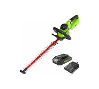 Greenworks Taille-Haies Sans Fil Brushless 24V GD24HT61K2, Lame à Double Action 61cm, Coupe les Branches et les Tiges Jusqu'à 25,4 mm d'épaisseur, 3200 SPM Avec Batterie 2ah et Chargeur