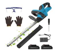 Taille-Haies Électrique 21V, Longueur de Coupe 55 cm, Écartement des Dents 15 mm, Taille-Haies sans Fil avec 2 Batteries 7500 mAh, Lame Double Action, pour la Taille des Arbres et des Pelouses