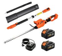 Outsunny Taille-Haies Électrique Lame 51 cm 2 Batteries 4,0 Ah Manche Télescopique en Aluminium, Taille-Haie sans Fil avec Tête Orientable Multi-Angle, pour Branches Arbustes Brindille, Orange