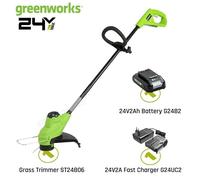 Taille-haies - GREENWORKS - 24 V 10 po - sans fil - batterie 2Ah - chargeur rapide