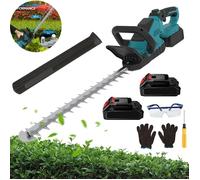 Taille-Haies Sans Fil Electrique,Taille-Haies 800W, 1800 r/min, Diamètre de coupe 16mm pour Haies et Buissons 1200rpm+2 batteries