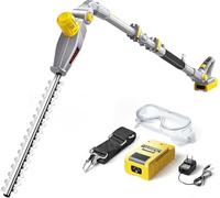 Taille-Haies sur Perche Électrique, Coupe-Buissons Électrique, Taille-Haies avec Manche Telescopique Extensible, Lames à Double Action, Taille-Haies Orientable à 90º