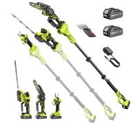 Taille-haies sur perche, sécateur et coupe-branches 8 en 1, mini tronçonneuse, ciseaux de jardin électriques et taille-haies avec batterie 4000 mAh, portée jusqu’à 4,6 m, pour l’entretien du jardin