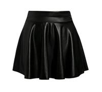 , taille haute, plissée, couleur unie, jupe courte, jupe ample, jupe patineuse métallique, scintillante, brillante, évasée, plissée, ligne A, jupe, Noir , L