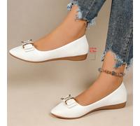 Taille petite, il est recommandé de commander une taille au-dessus. Ballerines blanches à bout pointu et nœud pour femmes, tailles 35-43, chaussures décontracté à enfiler, élégantes pour le travail et