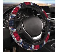 Taille Universelle Couvre Volant De Voiture 38Cm Drapeaux Américains Et De La République Dominicaine Housse De Volant De Voiture Élastique Car Accessories pour Véhicule, SUV