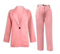 Tailleur Femme 2 PièCes Elegant Veste Formel Slim Fit Blazer Veste Bureau Travail Pantalon Costumes Ensemble De Couleur Unie Cardigan DéContracté Jacket Revers Devant Ouvert Manteau Blazer Ensemble