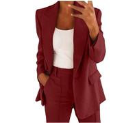 Tailleur Femme 2 Pièces Ensemble Chic et Elegant Blazer et Pantalon Mariage Tailleur Couleur Unie Slim Fit Veste Travail Costumes Décontracté Bureau Formelle d'affaires avec Boutons Revers Blazers