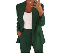 Tailleur Femme Chic et Elegant, Blazer Femmes à Manches Longues Veste mi Saison Grande Taille Couleur Unie Bureau d'affaires avec Boutons Revers Manteau Cardigan Jacket Costume de Travail Ensembles