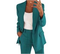 Tailleur Femme Chic et Elegant, Blazer Femmes à Manches Longues Veste mi Saison Grande Taille Couleur Unie Bureau d'affaires avec Boutons Revers Manteau Cardigan Jacket Costume de Travail Ensembles