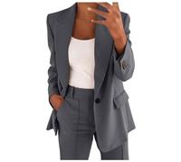 Tailleur Femme Chic et Elegant, Blazer Femmes à Manches Longues Veste mi Saison Grande Taille Couleur Unie Bureau d'affaires avec Boutons Revers Manteau Cardigan Jacket Costume de Travail Ensembles