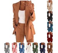 Tailleur Femme Chic et Elegant Slim Fit Blazer Veste Formel Bureau Travail Costumes Manteau Col Revers Couleur Unie Veste Manteau