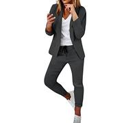Tailleur Femme Ensemble Pantalon 2 Pièces Chic et Elegant Couleur Unie Slim Fit Blazer Veste Formel Bureau Travail Pantalon Costumes Manteau Ensemble Col Revers Veste Manteau Pantalons Pas Cher
