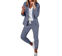 Tailleur Femme Ensemble Pantalon 2 Pièces Chic et Elegant Couleur Unie Slim Fit Blazer Veste Formel Bureau Travail Pantalon Costumes Manteau Ensemble Col Revers Veste Manteau Pantalons Pas Cher
