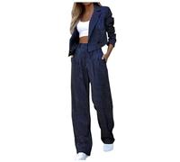 Tailleur Femme Ensemble Pantalon Chic et légant 2 Pièces Blazer Revers Pantalons Taille Haute Tailleurs Rayures Costume de Formel Bureau Travail OL Décontractée Slim Fit Outfit