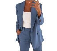 Tailleur Femme Pantalon 2 Pièces Chic et Elegant Couleur Unie Slim Fit Blazer Veste Formel Bureau Travail Pantalon Costumes Ensemble Col Revers Veste Manteau Pantalons Ensembles Pas Cher
