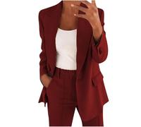Tailleur Femme Pantalon 2 Pièces Col Revers Chic et Elegant Couleur Unie Blazer Veste Formel Bureau Travail Pantalons Costumes Slim Fit Manteau Ensemble Veste Col en V Manteau Pantalon Ensemble Mode