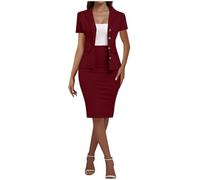 Tailleur Femme pour Mariage Grande Taille Jupe Crayon Slim Mode Cérémonie Vente en Ligne, Élégante Manche Courte Tenues Élégante Fluide Sexy Ensemble Tailleur Jupe XXL