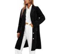 Tailleur Femme - Trench-Coat Élégant en Velours À Manches Longues Revers Crantés Veste Décontractée Longue avec Coupe Ample Vêtement D'Extérieur Confortable Et Élégant (Black M)