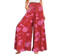 Tailleur Pantalon Femme Chic Ensemble Confort Detente Linen Haut avec Poche Téléphone Culotte Portefeuille Medicale Anti Cellulite Lot Vichy D'Été Mode Femme C-Rouge L