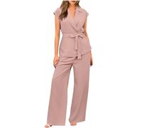 Tailleur Pantalon Femme Chic Ensemble sans Manches Blazer Couleur Unie Gilet Haut Top et Pantalon Slim Fit Blazers Veste Formel Bureau Travail Pantalon Costume Revers Manteau Ensemble Chic et Elegant