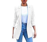 Tailleurs Femme Chic et Élégant Uni Blazer Pas Cher Marque Bureau Affaires Blazers Formal Automne l'hiver Costume De Travail Blouson Jacket Vêtements Femme Blanc 5XL