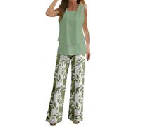 Tailleurs Femme Ensemble Deux pièces Estival pour Femmes avec débardeur sans Manches imprimé et Pantalon Large Style Sweat décontracté et Confortable pour Un Look Urbain