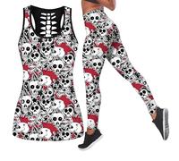 Tailleurs Femme Ensemble Deux pièces pour Le Fitness avec débardeur imprimé et Legging Yoga Confortable et ajusté pour Une Tenue Dynamique et stylée