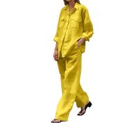 Tailleurs Femme Ensemble Deux pièces Printemps Automne pour Femmes avec Chemise Manches Longues et Pantalon Loose Confortable Style décontracté et Casual pour Un Look Quotidien