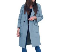 Tailleurs Femme - Manteau Long en Laine À Manches Longues Et À La Mode pour Dames (Light Blue XXXL)