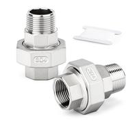 TAILONZ 2 Pcs 3/4" MF Raccord Union Inox 304 Fileté BSP | Raccord Démontable Anti-Fuite avec Ruban D'étanchéité PTFE, Entretien Facile, Compatible Tout Tuyauterie Eau Gaz Plomberie