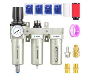 TAILONZ PNEUMATIC 0-1.6MPA 1/2 Inch BSP Système de séchage d'air industriel à trois étages, filtre à particules, filtre coalescent, déshydratant et régulateur d'air (drainage automatique)