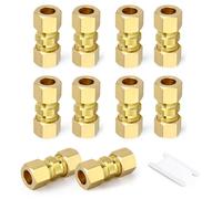 TAILONZ PNEUMATIC 10 Pcs Raccord à compression en laiton, 6mm Raccord droit Union double, Connecteur à double bague pour tubes en cuivre, plastique et aluminium