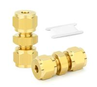 TAILONZ PNEUMATIC 2 Pcs Raccord à compression en laiton, 4mm Raccord droit Union double, Connecteur à double bague pour tubes en cuivre, plastique et aluminium