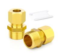 TAILONZ PNEUMATIC 2PCS Laiton Compression Tube Fitting Connector, 10MM Tube OD x 3/8" BSP Male Connector