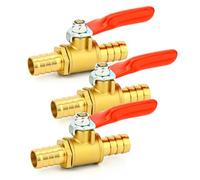 TAILONZ PNEUMATIC 3PCS 10mm Heavy Duty Laiton Ball Valve Hose Barb with 180 Degree Operation Handle