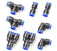 TAILONZ PNEUMATIC 4mm OD Push to Connect Fittings Pneumatic Fittings Kit 2 Spliters+2 Elows+2 tee+2 Straight (8 pcs)
