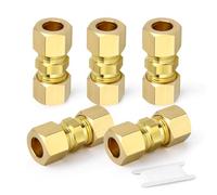 TAILONZ PNEUMATIC 5 Pcs Raccord à compression en laiton, 8mm Raccord droit Union double, Connecteur à double bague pour tubes en cuivre, plastique et aluminium