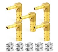 TAILONZ PNEUMATIC 5 Pieces Laiton Hose Barb Reducer, 12mm OD to 10mm Hose OD 90 Degree L Right Angle Elbow with 10 Hose Clamps,SPLICER Fitting Fuel/AIR/Water/Oil/Gas/WOG