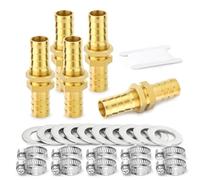 TAILONZ PNEUMATIC 5PCS Raccord à passage direct pour tuyau en laiton 10mm à 10mm Barb, Raccord union droit hexagonal avec 10PCS Clamp