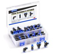 TAILONZ PNEUMATIC 6mm OD Push to Connect Fittings Kit de Raccords Pneumatiques 2 Spliters+2 Elbows+2 tee+2 Straight (8 pcs)