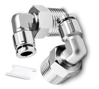 TAILONZ PNEUMATIC Acier inoxydable 304 coude fileté mâle 6 mm conduit OD x 1/2 BSP raccords push-in PL6-04 (paquet de 2)