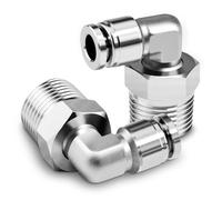 TAILONZ PNEUMATIC Acier inoxydable 304 coude fileté mâle 8 mm conduit OD x 1/2 BSP raccords push-in PL8-04 (pack de 2)