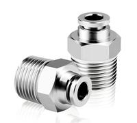 TAILONZ PNEUMATIC Acier inoxydable 304 Raccords mâles droits pour tubes de 6mm OD x 1/2 BSP PC6-04 (Paquet de 2)