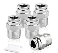 TAILONZ PNEUMATIC Acier inoxydable 304 Raccords mâles droits pour tubes de 8mm OD x 3/8 BSP PC8-03 (Paquet de 5)