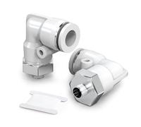 TAILONZ PNEUMATIC Blanc coude fileté mâle 10 mm conduit OD x 1/8 BSP raccords enfichables PL10-01 (pack de 2)