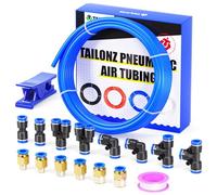 TAILONZ PNEUMATIC Bleu 10mm OD 6.5mm ID Polyurethane PU Air Hose Pipe Tube Kit 10 Meter 32.8ft